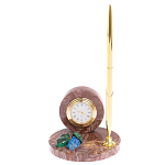 Часы настольные с шариковой металлической ручкой из натурального камня Stone Clock варинант исполнения - 4 | Loft Concept в Волгограде