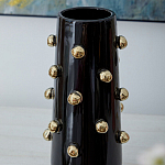 Ваза черная цилиндрическая с глянцевым покрытием и золотыми декоративными элементами Molecule Collection варинант исполнения - 2 | Loft Concept в Волгограде