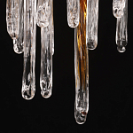 Люстра линейная золотого цвета с декоративными ветвями и длинными стеклянными подвесками в форме сосулек Droplet Chandelier варинант исполнения - 9 | Loft Concept в Волгограде