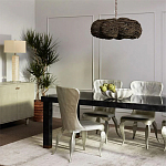 Круглая люстра волнистой формы с декором из круглых деревянных бусин коричневая Brown Wooden Beads Chandelier варинант исполнения - 4 | Loft Concept в Волгограде