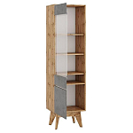 Шкаф-витрина с фасадом цвета серый бетон и стеклянной дверкой Grace of Furniture варинант исполнения - 2 | Loft Concept в Волгограде