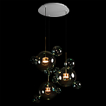 Люстра подвесная с прозрачными бирюзовыми стеклянными шарами и круглым основанием 3 лампы Giopato & Coombes варинант исполнения - 4 | Loft Concept в Волгограде