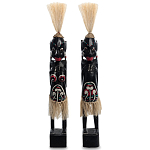 Комплект из 2-х деревянных статуэток Asmat Straw Headdress Statuettes Black Turquoise варинант исполнения - 5 | Loft Concept в Волгограде