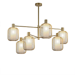 Люстра потолочная с абажурами из металлической сетки Loft Grid Pendant Gold варинант исполнения - 1 | Loft Concept в Волгограде