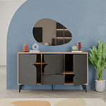 Комод цвета древесины с 3-мя дверцами и выдвижным ящиком темно-серого цвета SPARK CONSOLE OAK ANTHRACITE варинант исполнения - 2 | Loft Concept в Волгограде