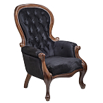 Кресло с мягкой обивкой из черного велюра на 4-х деревянных ножках Evelyn Classical Armchair варинант исполнения - 1 | Loft Concept в Волгограде