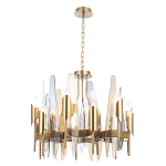 Люстра с вертикальными стеклянными элементами и металлическим каркасом цвета Латунь Vertical Glass варинант исполнения - 1 | Loft Concept в Волгограде