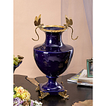Ваза темно-синего цвета из фарфора с бронзовыми стрекозами Eden Garden porcelain and bronze варинант исполнения - 3 | Loft Concept в Волгограде