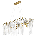 Люстра подвесная прямоугольная с бронзовыми акцентами и прозрачными стеклянными каплями Droplet Chandelier варинант исполнения - 3 | Loft Concept в Волгограде