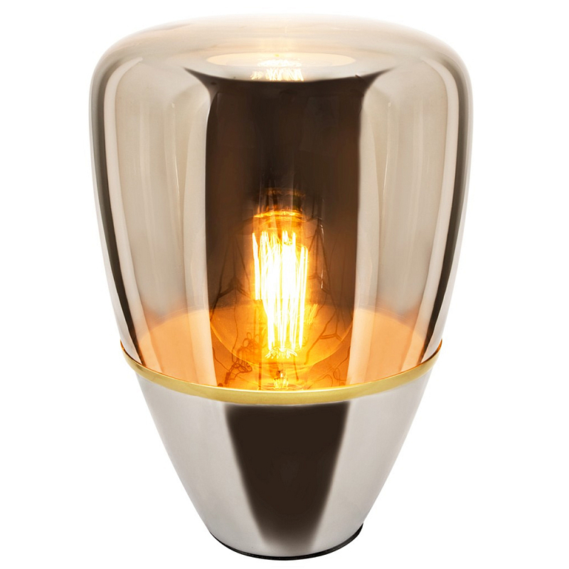 Настольный светильник со стеклянным плафоном коньячного цвета Carmella Globe Brown Glass Table Lamp Коричневый Хром Настольный светильник со стеклянным плафоном коньячного цвета Carmella Globe Brown Glass Table Lamp Коричневый Хром в Волгограде | Loft Concept