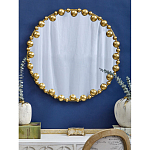 Зеркало круглое в фактурной золотистой раме из металла Mirror Golden Placer варинант исполнения - 3 | Loft Concept в Волгограде