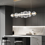 Подвесной светильник линейный с прозрачными стеклянными шарами разного диаметра Eurofase варинант исполнения - 16 | Loft Concept в Волгограде