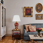 Настольная лампа бордовая с изображением птиц Slip Away варинант исполнения - 5 | Loft Concept в Волгограде