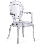 Прозрачный стул с подлокотниками LOUIS GHOST CHAIR Grey варинант исполнения - 1 | Loft Concept в Волгограде