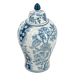 Ваза с крышкой и голубым цветочным рисунком на белом фоне Blue & White Ornament варинант исполнения - 1 | Loft Concept в Волгограде
