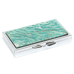 Таблетница карманная прямоугольная на 7 отделений с зеркалом и накладкой из натурального камня Амазонит Silver Stone Pillboxes варинант исполнения - 1 | Loft Concept в Волгограде