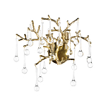 Бра в форме ветвей деревьев золотого цвета с прозрачными подвесками-каплями Droplet Bra варинант исполнения - 3 | Loft Concept в Волгограде