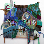 Панно гобелен яркие Пространство-Время TimeSpace Blue варинант исполнения - 1 | Loft Concept в Волгограде