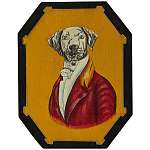 Картина в раме Chinoiserie Grey Dog Yellow Portrait варинант исполнения - 1 | Loft Concept в Волгограде