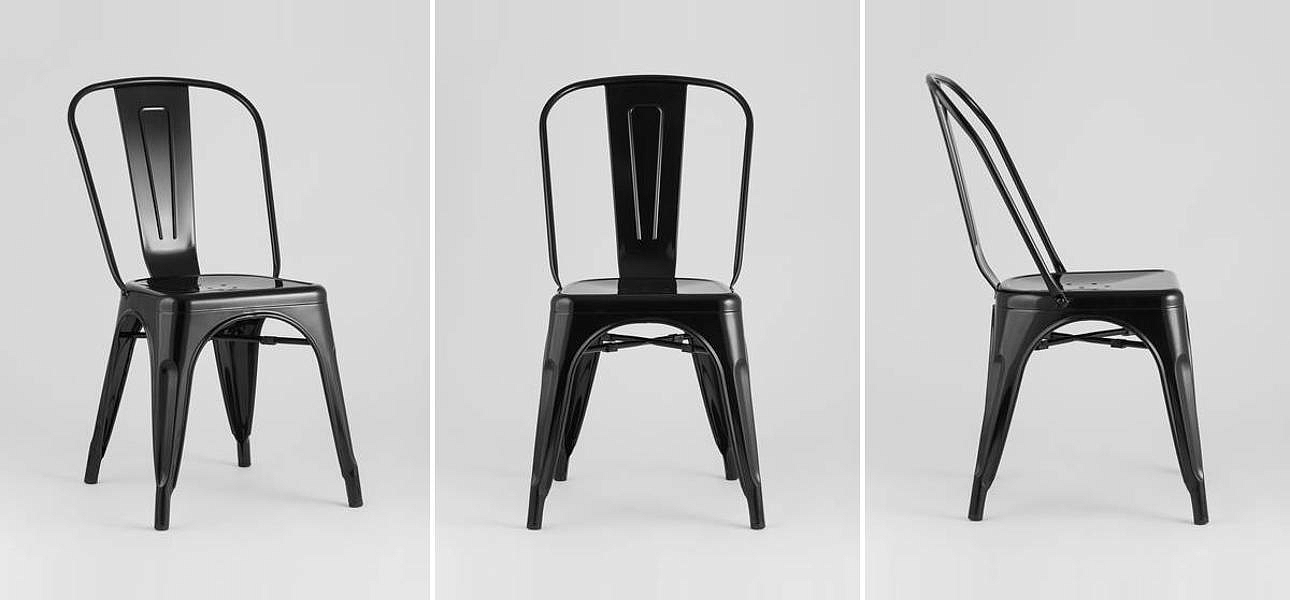 Стул TOLIX Черный Глянцевый Металл Стул TOLIX Черный Глянцевый Металл - Loft-Concept в Волгограде