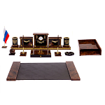 Настольный письменный набор с часами из природного камня обсидиана Royal Set варинант исполнения - 1 | Loft Concept в Волгограде
