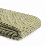 Плед из шерсти зеленого цвета с бахромой Waffle Comfort варинант исполнения - 3 | Loft Concept в Волгограде