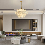 Люстра четырехъярусная с подвесками в форме дисков Cryptocrystalline Stone варинант исполнения - 6 | Loft Concept в Волгограде