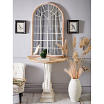 Зеркало-окно настенное в венецианском стиле с деревянной рамой бежевого цвета Venetian Smooth варинант исполнения - 4 | Loft Concept в Волгограде