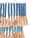 Подвесной светильник двухъярусный с декором из круглых деревянных бусин с кисточками Blue Wooden Beads Chandelier варинант исполнения - 1 | Loft Concept в Волгограде