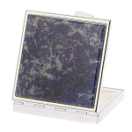 Таблетница карманная квадратная с 4-мя отделениями с зеркалом и накладкой из натурального камня Содалит Silver Stone Pillboxes варинант исполнения - 2 | Loft Concept в Волгограде