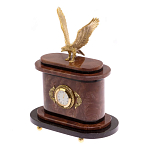 Часы настольные бронзовые из натурального камня Лемезит с декором в виде горного орла Eagle Stone Clock варинант исполнения - 2 | Loft Concept в Волгограде