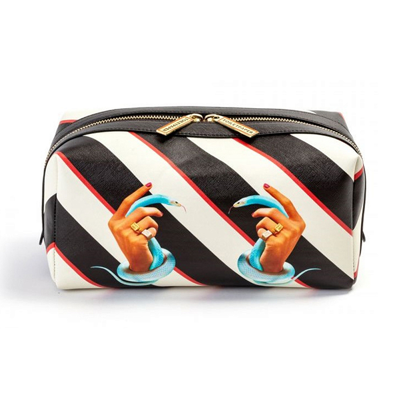 Косметичка Seletti Stripes Hands with Snakes Черный Белый Голубой Бежевый Косметичка Seletti Stripes Hands with Snakes Черный Белый Голубой Бежевый в Волгограде | Loft Concept