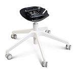 Стул с мягкой синей обивкой из велюра и подъемно-поворотным механизмом на белых колесиках Harper Blue and White варинант исполнения - 5 | Loft Concept в Волгограде