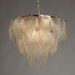 Люстра на цепи с прозрачными стеклянными подвесками в виде листьев Textured Glass Chandelier варинант исполнения - 3 | Loft Concept в Волгограде