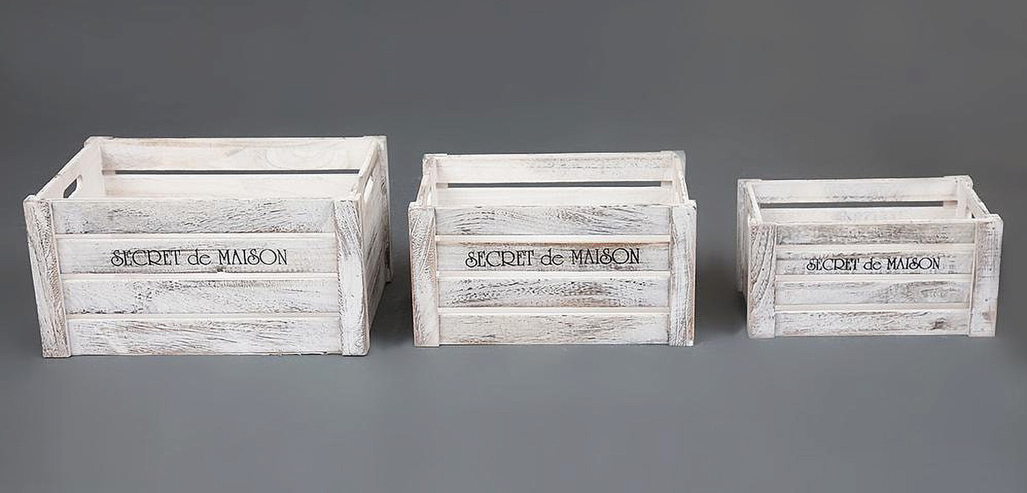 Набор из трёх ящиков Set of three antique white boxes  - Loft-Concept в Волгограде