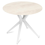 Стол обеденный с круглой столешницей из керамики на четырех белых ножках Sand Ceramics варинант исполнения - 3 | Loft Concept в Волгограде