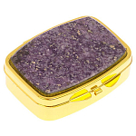 Таблетница карманная прямоугольная с 2-мя отделениями с зеркалом и накладкой из натурального камня Флюорит Gold Stone Pillboxes варинант исполнения - 1 | Loft Concept в Волгограде