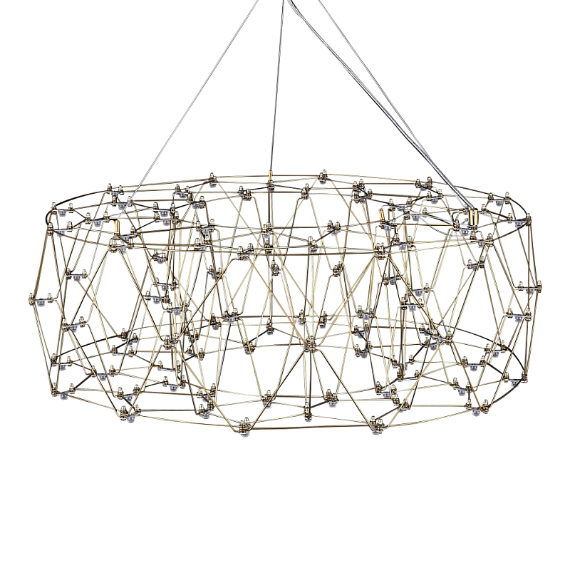 Люстра с тонкой металлической конструкцией цвета золото Quasar Прозрачный Золотой в Волгограде | Loft Concept 