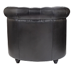 Кресло кожаное с мягкими подлокотниками на 4-х деревянных ножках Logan Leather Armchair black варинант исполнения - 3 | Loft Concept в Волгограде
