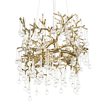 Подвесная люстра в виде ветвей деревьев золотого цвета с прозрачными подвесками-каплями 8 и 14 ламп Droplet Chandelier варинант исполнения - 1 | Loft Concept в Волгограде