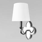 Бра с белым текстильным абажуром и декоративным основанием в виде четырехлистника с зеркальной вставкой Vitorino варинант исполнения - 8 | Loft Concept в Волгограде