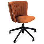 Стул с мягкой оранжевой обивкой из велюра и подъемно-поворотным механизмом на черных колесиках Harper Orange варинант исполнения - 1 | Loft Concept в Волгограде