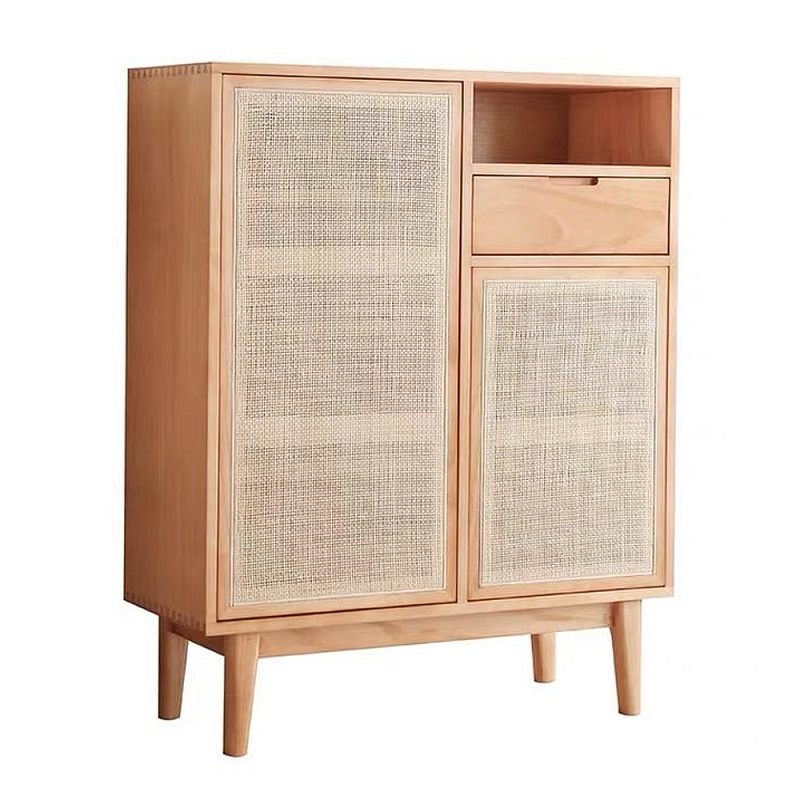 Комод с плетеными дверками и открытой нишей с ящиком Dora Sideboard Бежевый Комод с плетеными дверками и открытой нишей с ящиком Dora Sideboard Бежевый в Волгограде | Loft Concept
