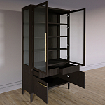 Витрина Primo со стеклянными фасадами и буфетом шпон Темный орех варинант исполнения - 4 | Loft Concept в Волгограде