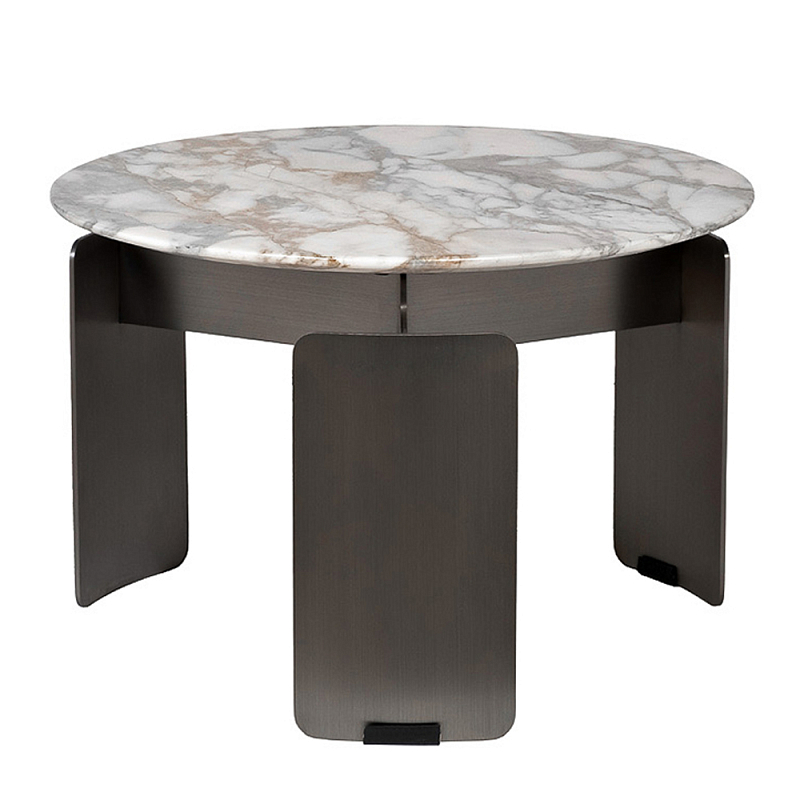 Столик журнальный с круглой мраморной столешницей на трех опорах Marble Stone Drawing  в Волгограде | Loft Concept 