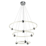 Люстра подвесная трехъярусная c плафонами в виде колец Lighting Rings Silver варинант исполнения - 1 | Loft Concept в Волгограде