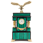 Часы настольные из натурального камня Малахит с декором в виде орла Eagle Stone Clock варинант исполнения - 1 | Loft Concept в Волгограде
