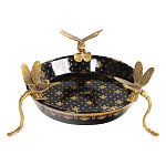 Блюдо черного цвета из фрафора на бронзовых ножках в виде стрекоз Eden Garden варинант исполнения - 2 | Loft Concept в Волгограде