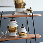 Ваза белая с крышкой и золотистыми фрагментами Chinoiserie Ceramics варинант исполнения - 2 | Loft Concept в Волгограде