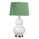 Настольная лампа с белым фигурным основанием на латунном основании и зеленым тканевым конусным абажуром Elstead Lighting варинант исполнения - 1 | Loft Concept в Волгограде